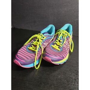 ASICS‎ FlyteFoam Running Shoes Women Size 8.5 Pink Teal Yellow Athletic Sneakers